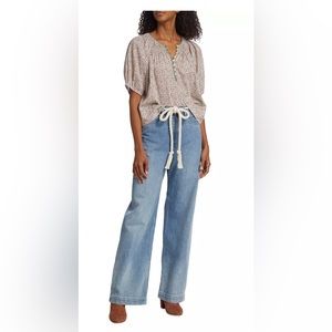 NWT The Great - The Seaside Belted Wide-Leg Jeans